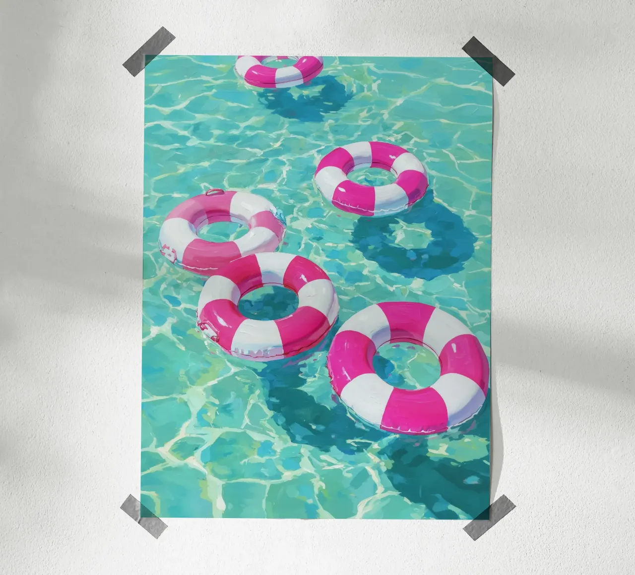 Alegres neumáticos flotantes poster con marco de aluminio de Carinaprint