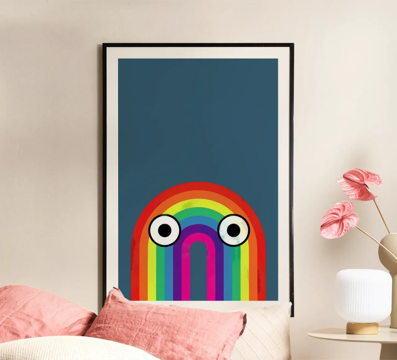 Rainbow Eyes poster con telaio in plastica da Doozal