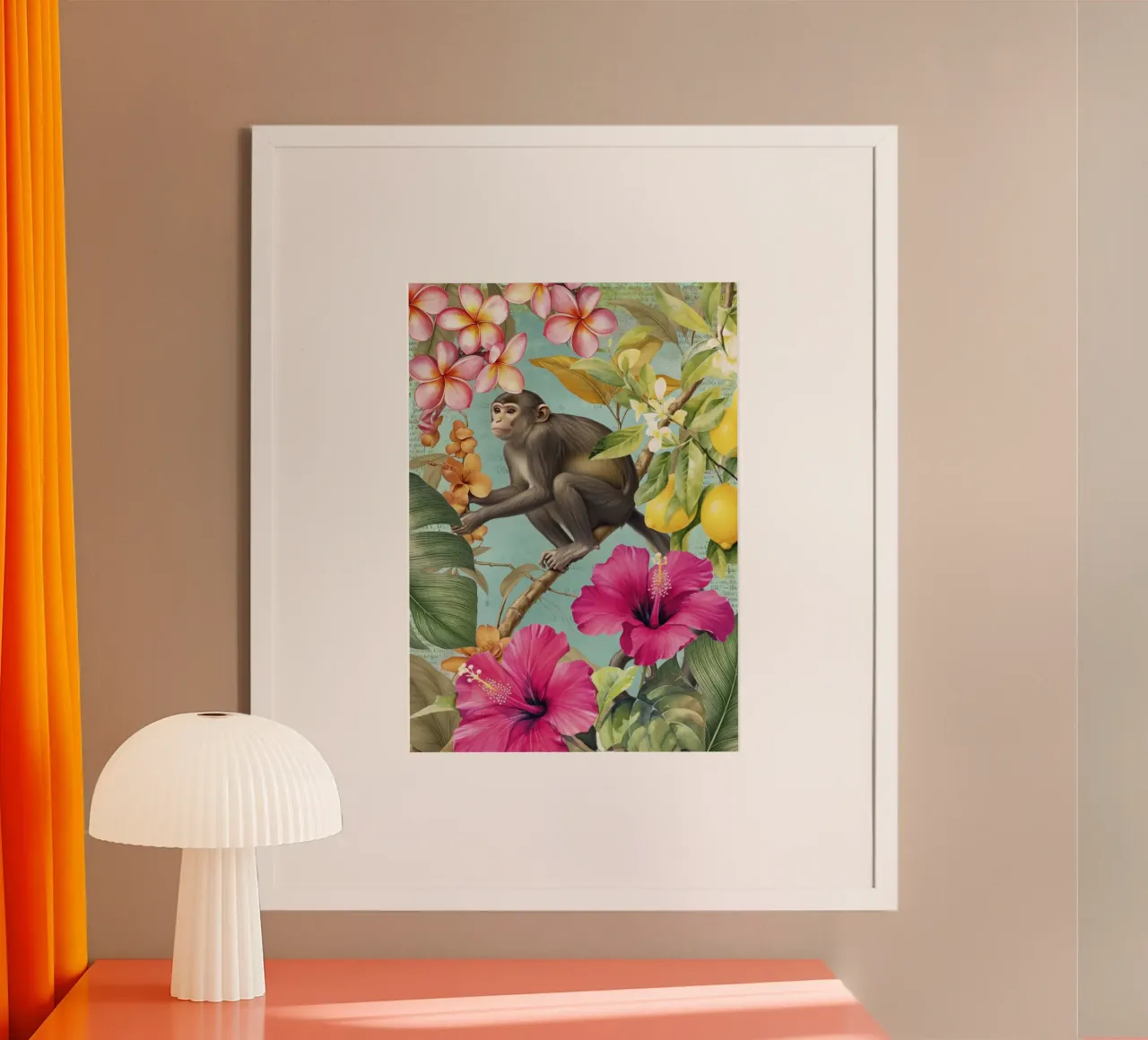 Echi dei tropici Il paradiso delle scimmie poster con telaio in legno da Andrea Haase Vintage World