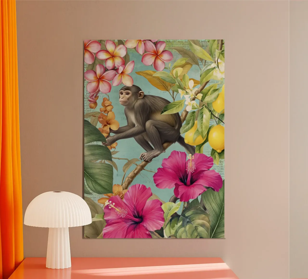 Echi dei tropici Il paradiso delle scimmie poster con telaio in legno da Andrea Haase Vintage World