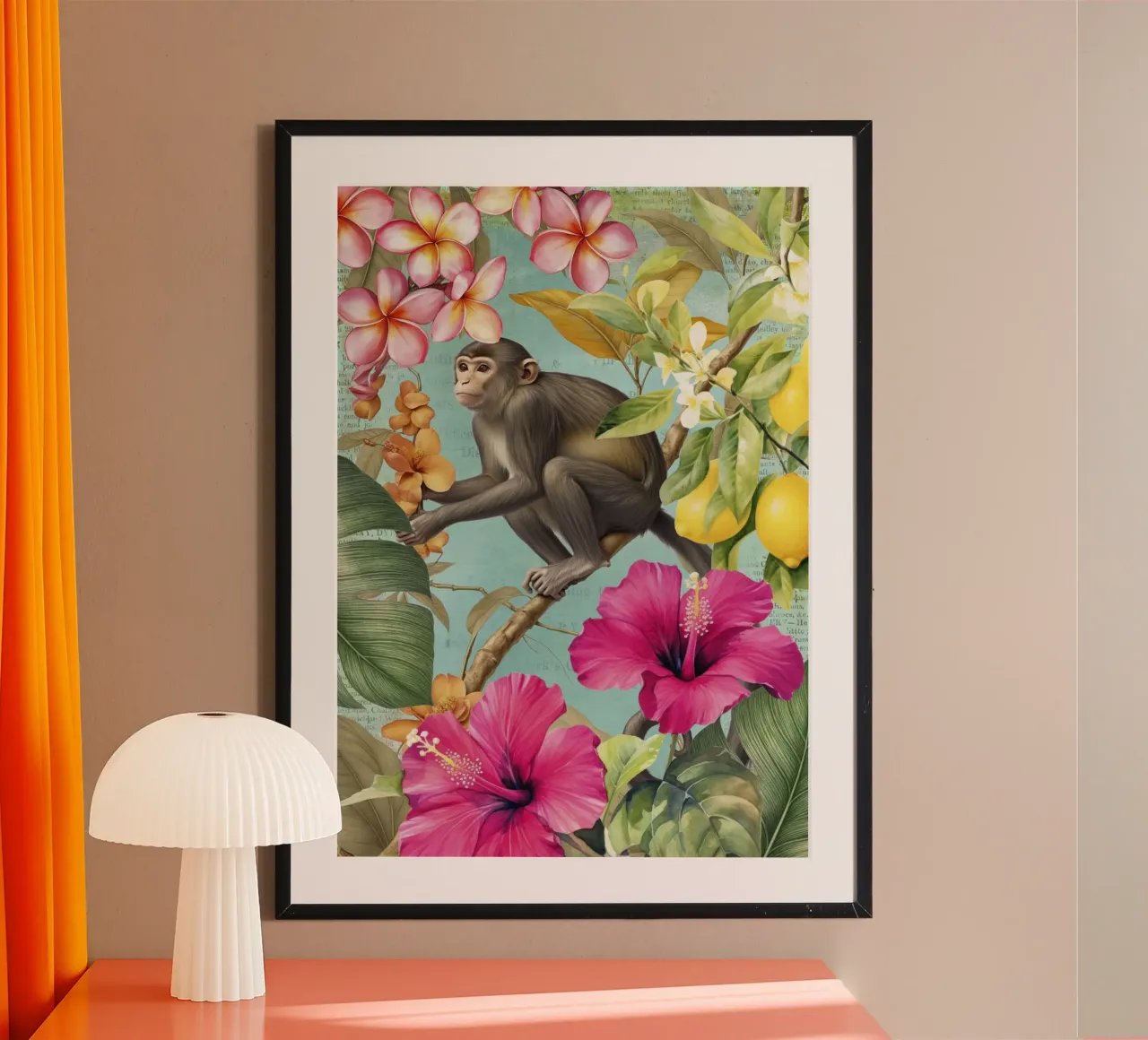 Echi dei tropici Il paradiso delle scimmie poster con telaio in legno da Andrea Haase Vintage World