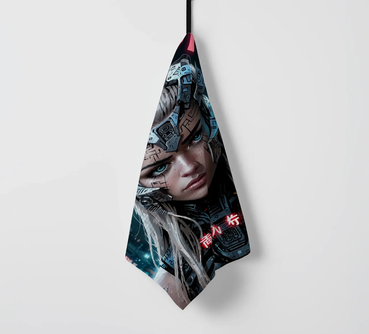 Cyberwoman warrior tea towel by LM2KONE