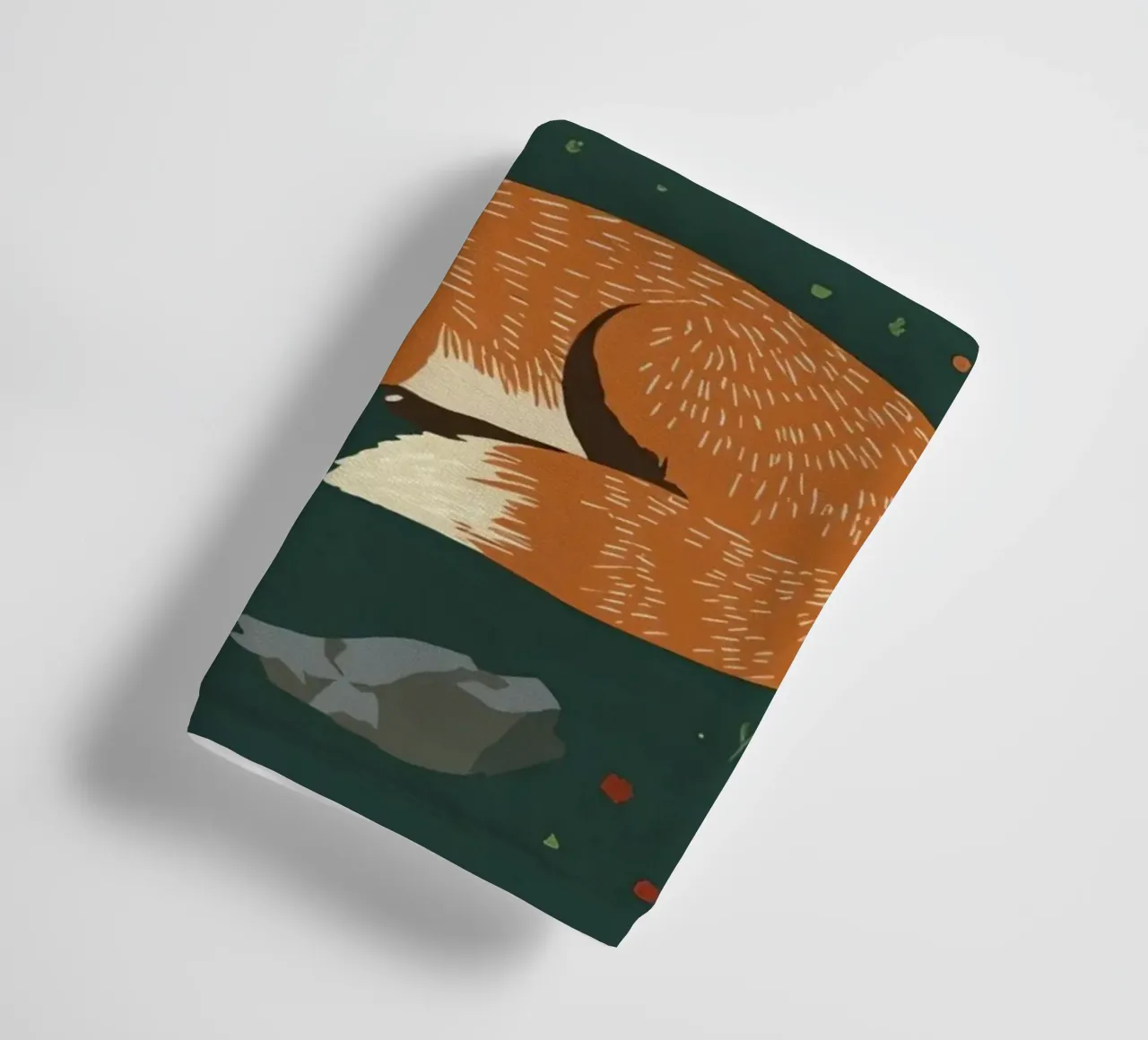 Fox is sleeping soundly under a large moon with bird flying towel by DesignDoodle