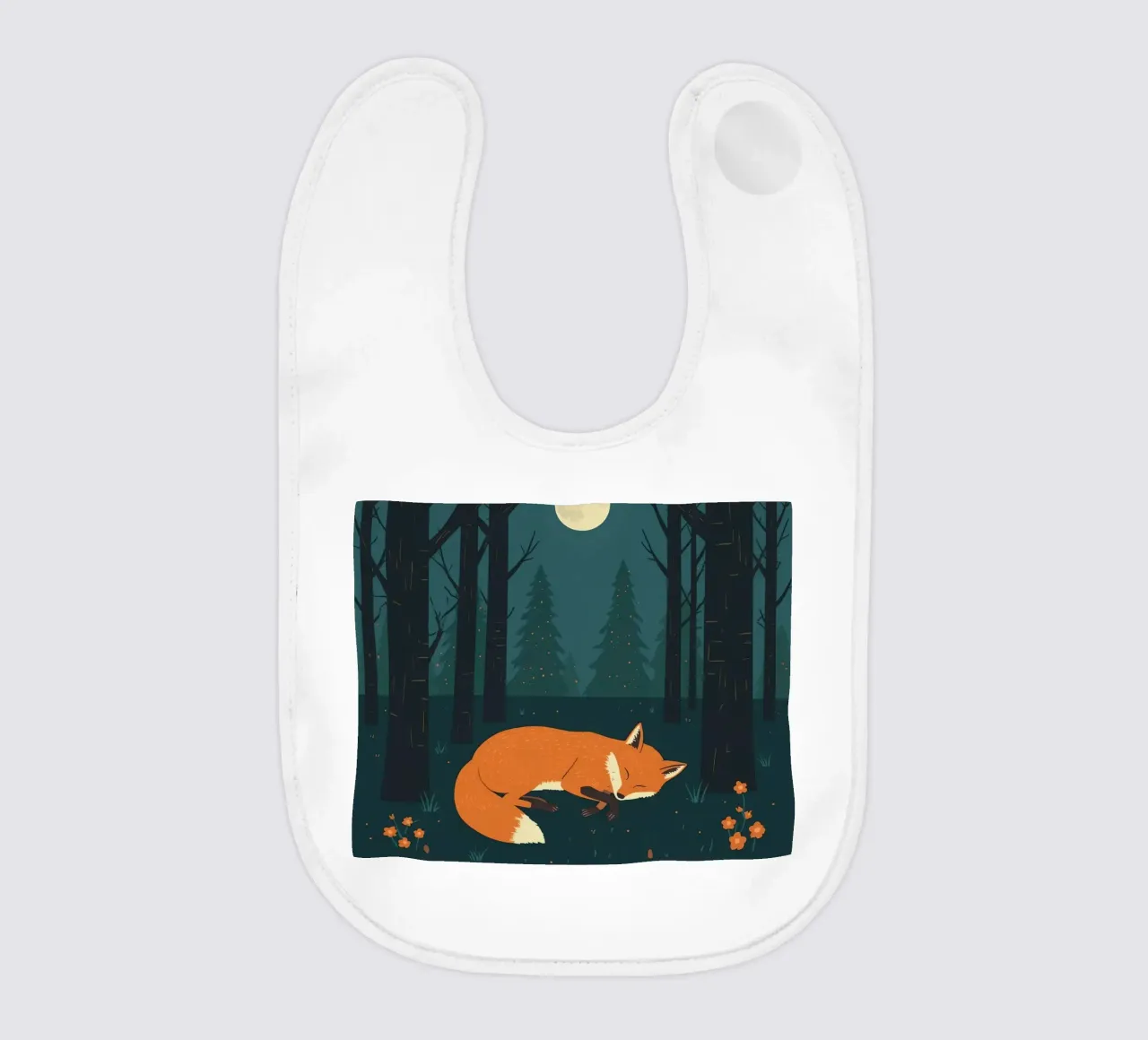 Orangefarbener Fuchs schläft im Licht des Vollmondes Babylätzchen von DesignDoodle