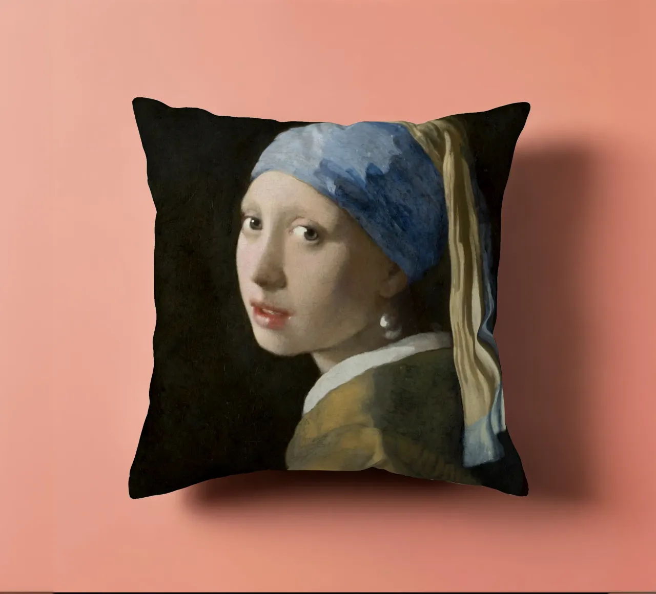 La Ragazza con l'orecchino di perla di Johannes Vermeer cuscino da Art History
