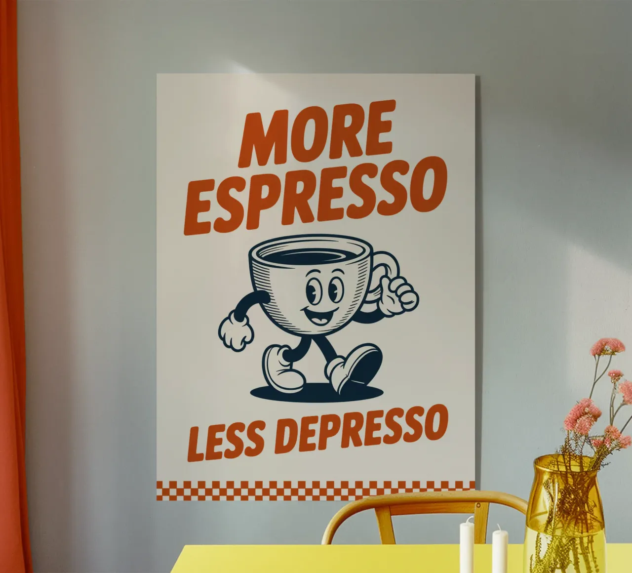 More Espresso Less Depresso Illustrated Typography Print acrylic glass by Ctrl+Alt+Pop