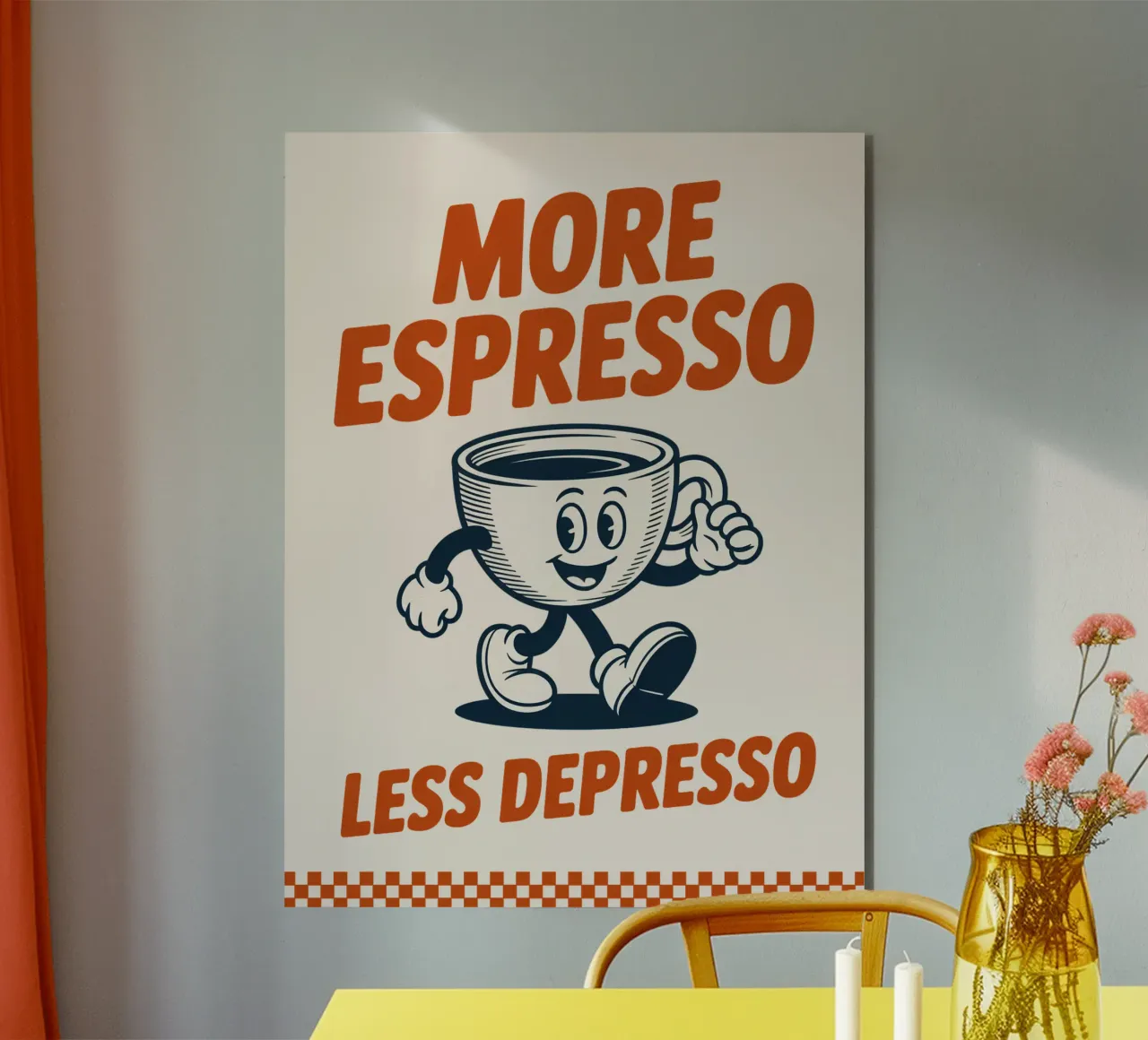 Plus d'Espresso Moins de Depresso Impression typographique illustrée panneau forex de Ctrl+Alt+Pop