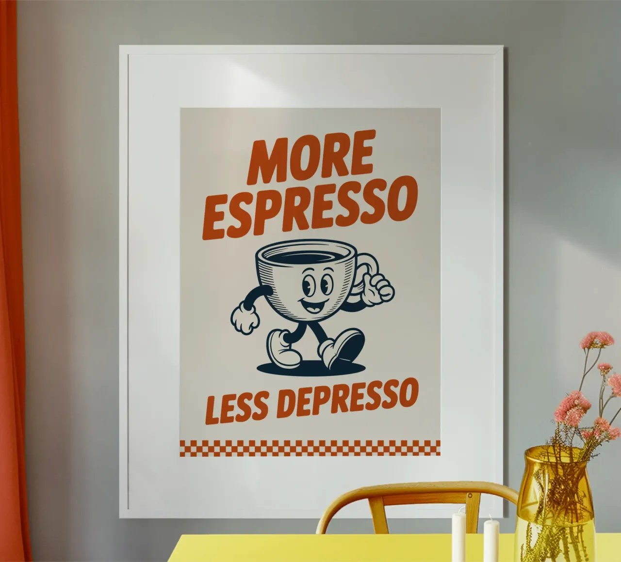 More Espresso Less Depresso Illustrated Typography Print hahnemühle by Ctrl+Alt+Pop