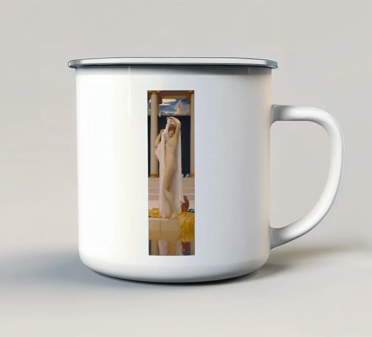 Il bagno di Psiche di Frederic Leighton (1890) tazza in smalto da Venus Art