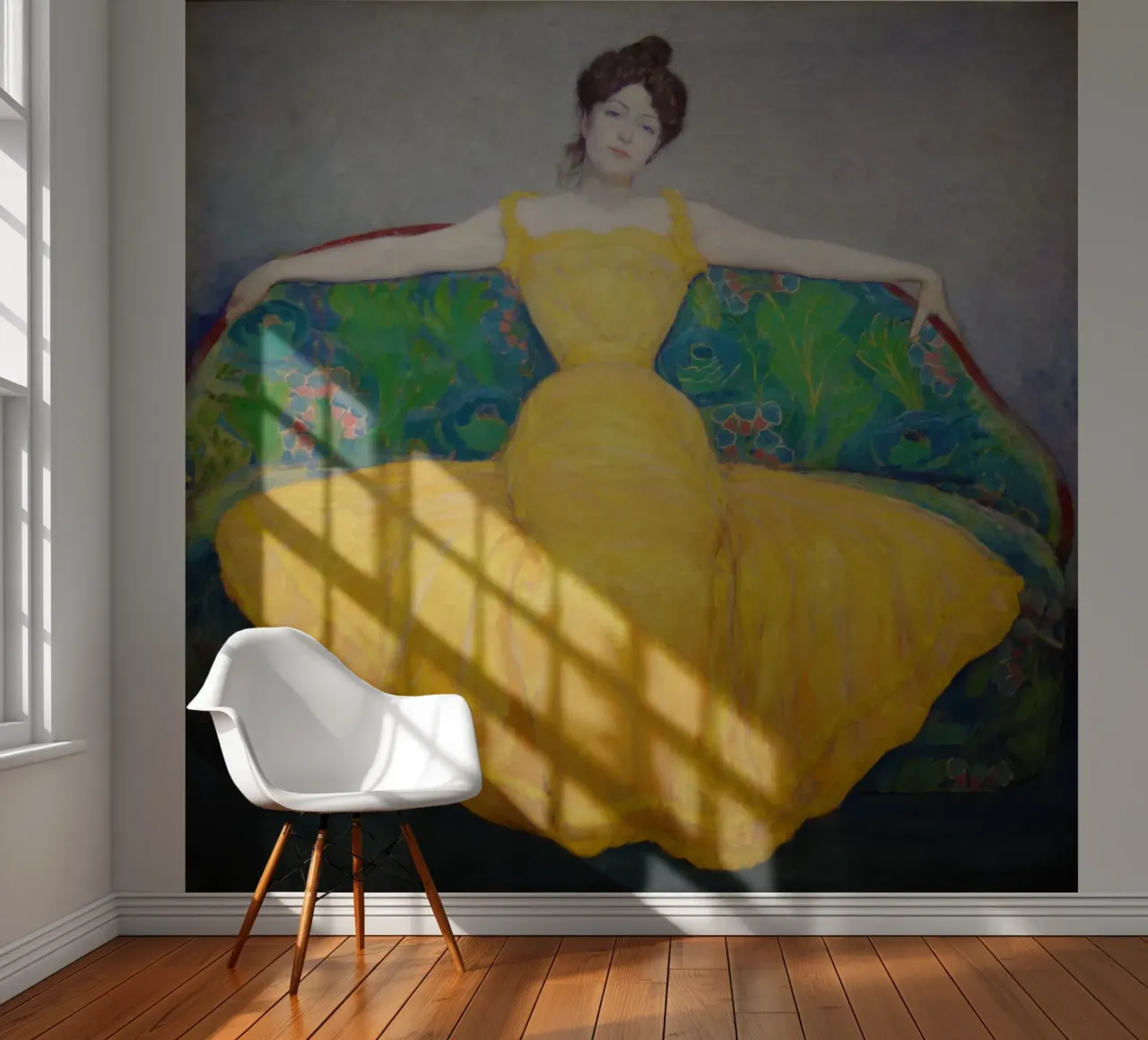 Dame in Gelb Fototapete von Venus Art