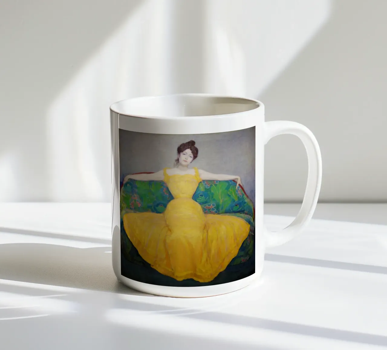 La signora in giallo tazza in ceramica da Venus Art