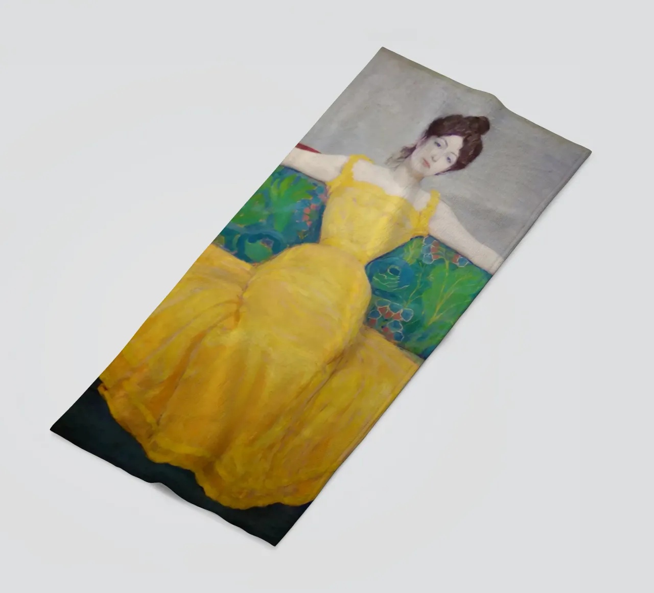 La signora in giallo telo mare da Venus Art