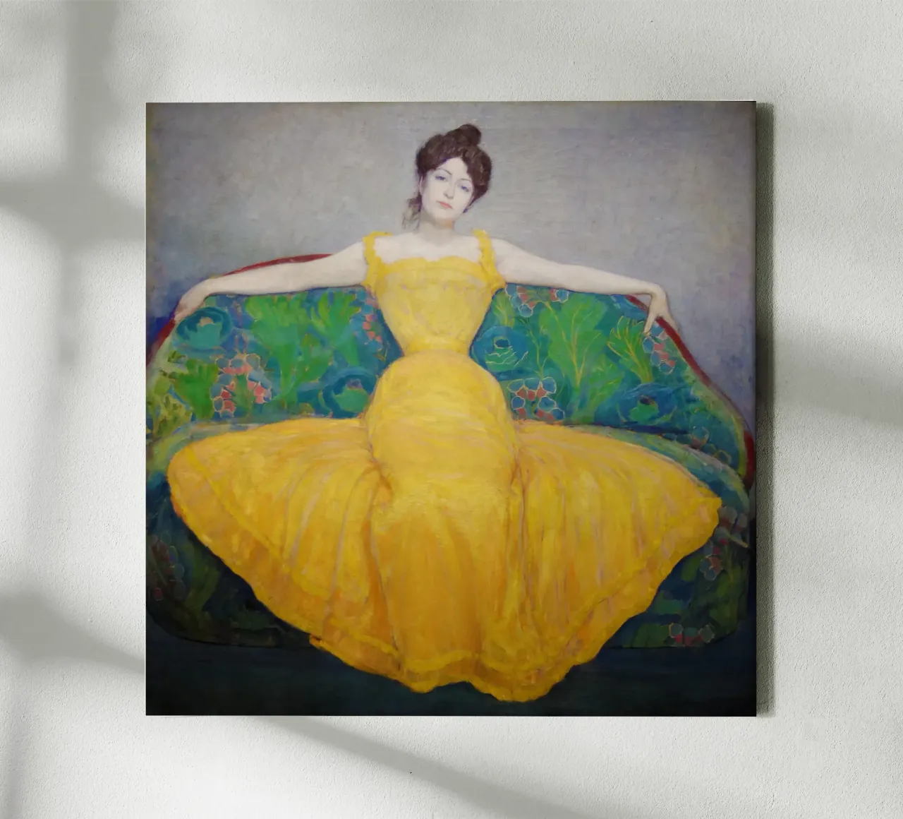 Dame in geel canvas van Venus Art