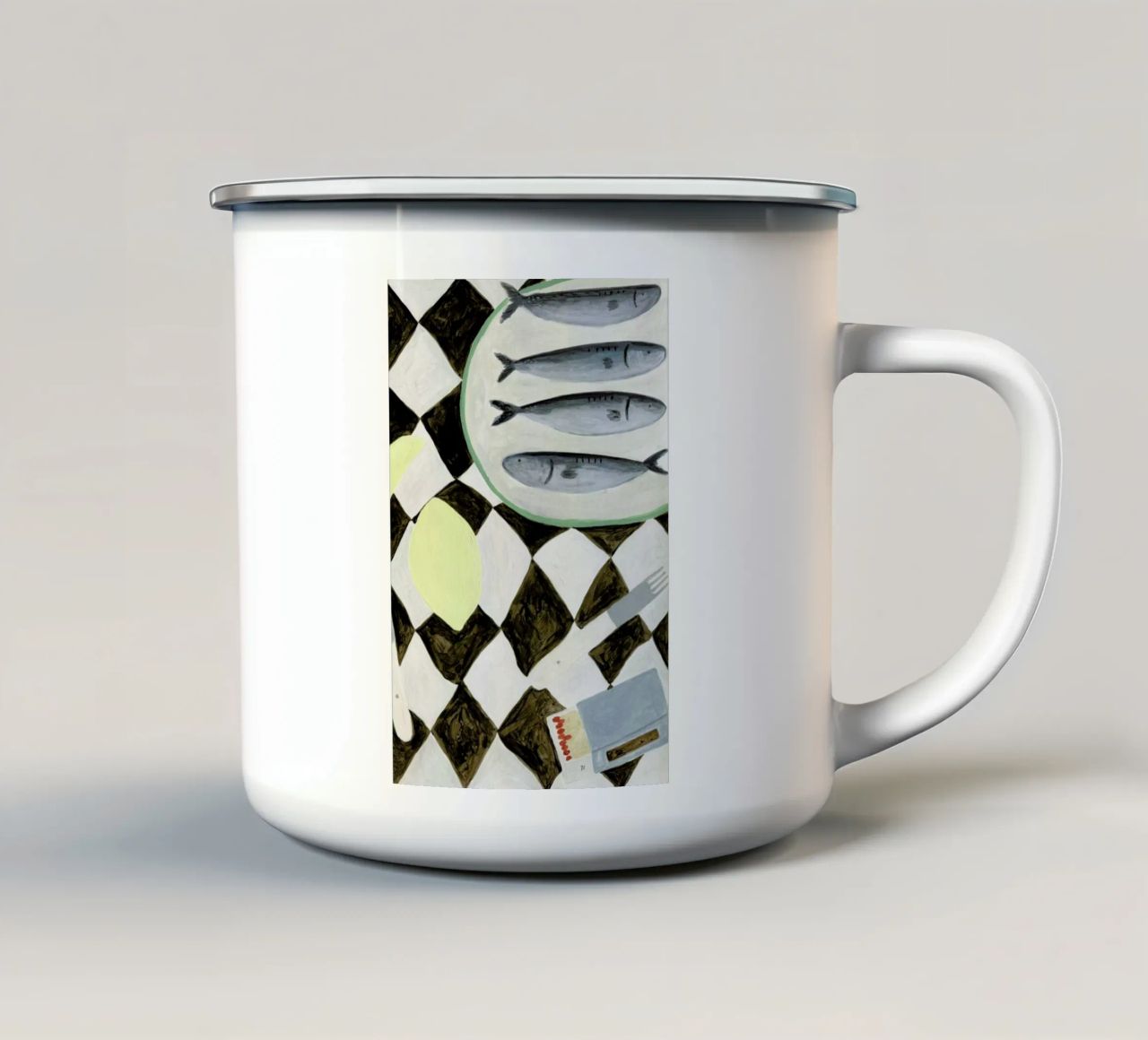 Table Cloth With Matches tazza in smalto da Isabelle Vandeplassche