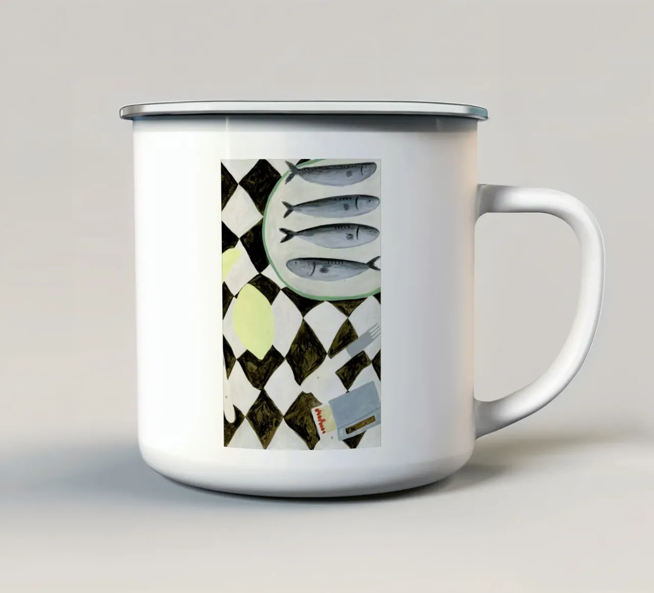 Table Cloth With Matches tazza in smalto da Isabelle Vandeplassche