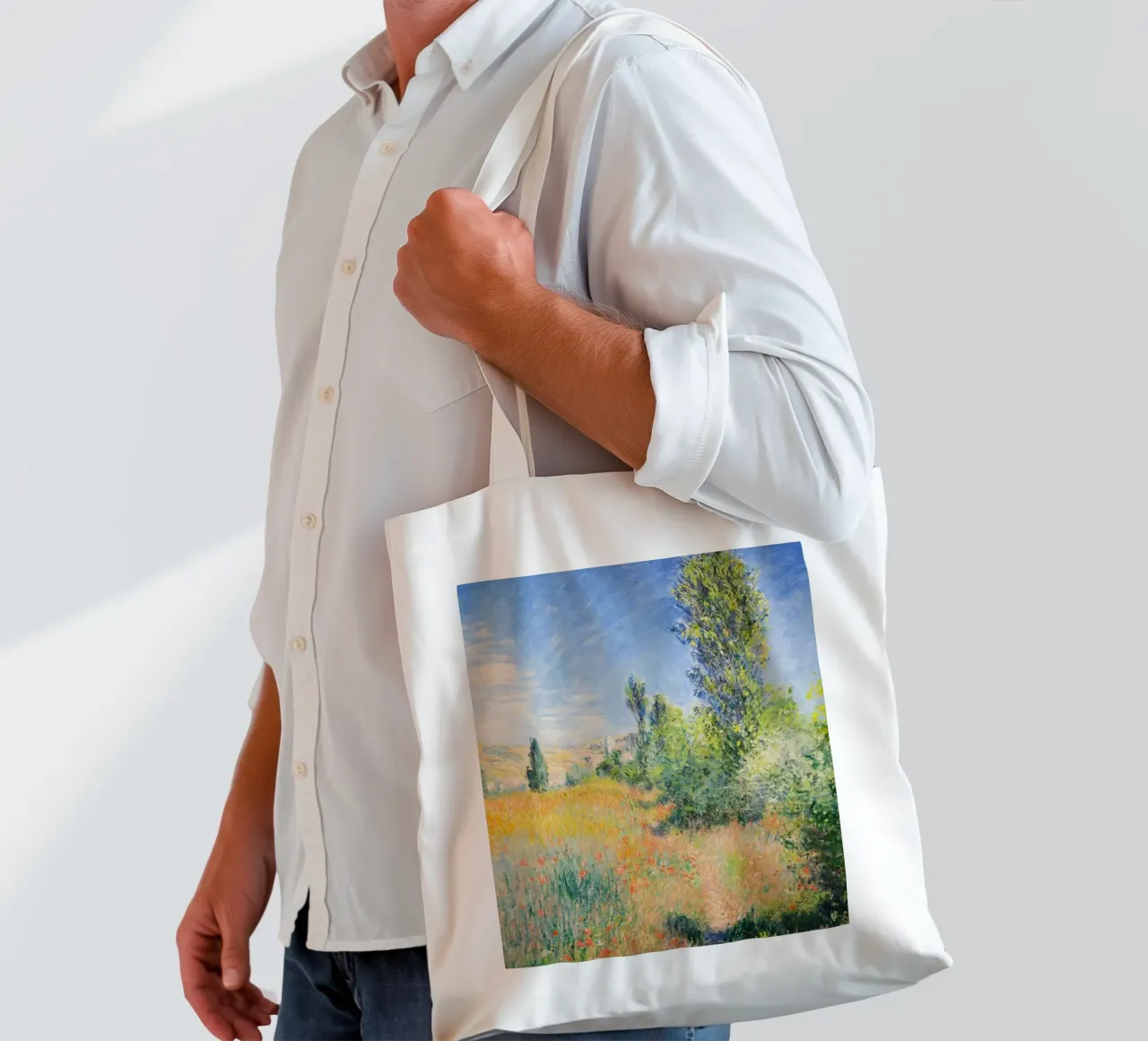 Paesaggio sull'Île Saint-Martin di Claude Monet (1881) borsa in juta da Monet Art Prints