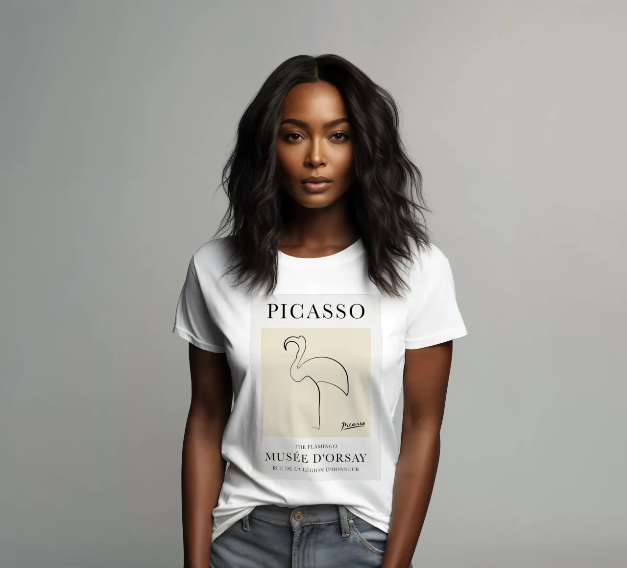 Picasso Flamingo women's fitted t-shirt by Jam Poster