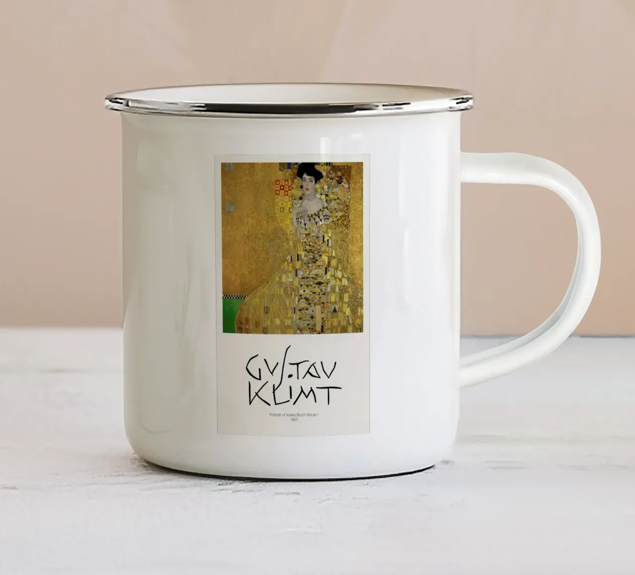 Klimt - Portrait Of Adele Bloch-Bauer I, 1907 tazza in smalto da Vintage by JUNIQE