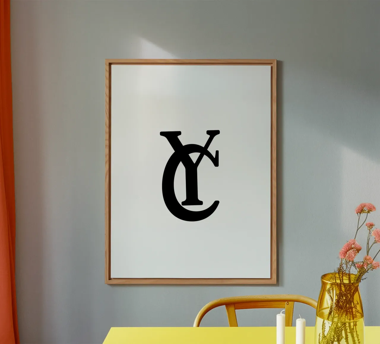 YC Buchstaben, Typografie Kunst YC Alu-Dibond von StrindesignStudio