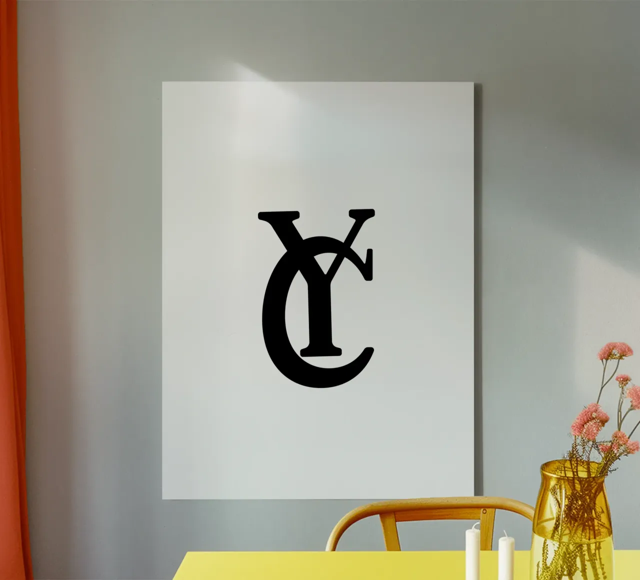 YC Letters, Typography Art YC canvas with Floater frame by StrindesignStudio