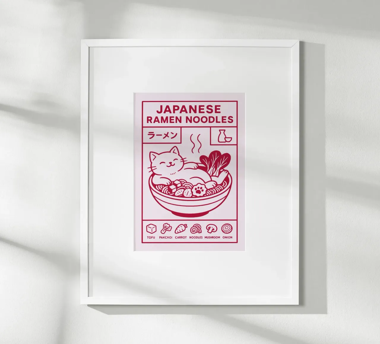 Ramen Cat Japanese poster con telaio in plastica da Attaboy Dsgn