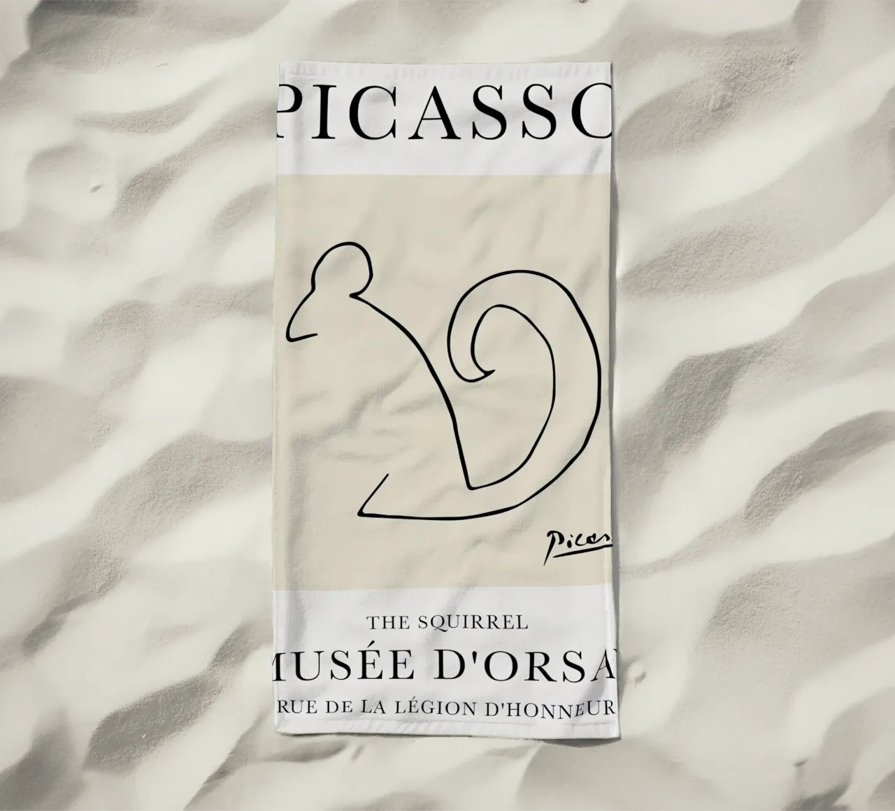 Linea di schizzo dello scoiattolo Picasso telo mare da Jam Poster
