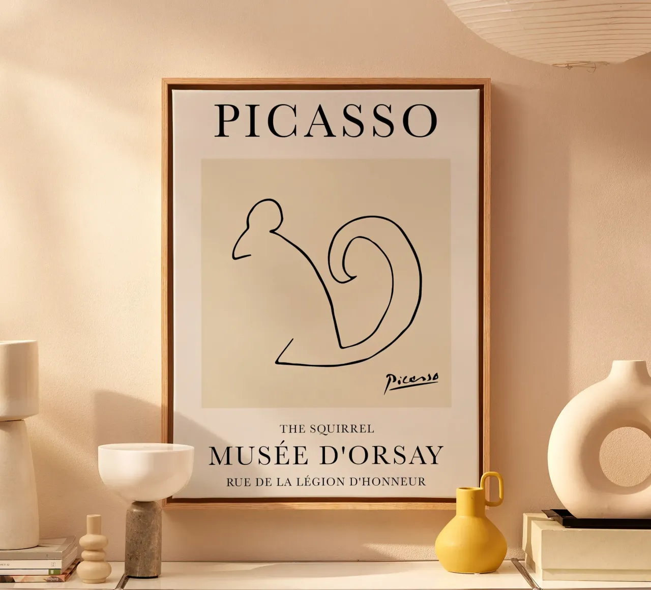 Picasso Ardilla Sketch Line lienzo con Marco flotante de Jam Poster