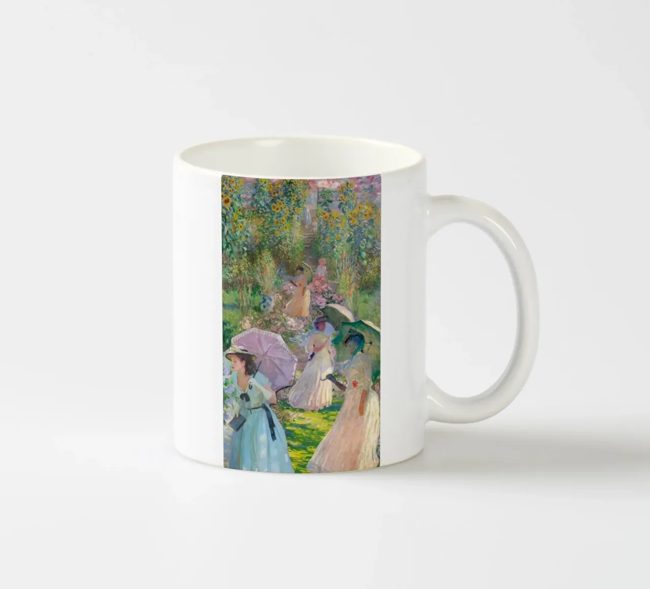 donna con ombrello in mezzo al parco tazza in ceramica da SMG Store