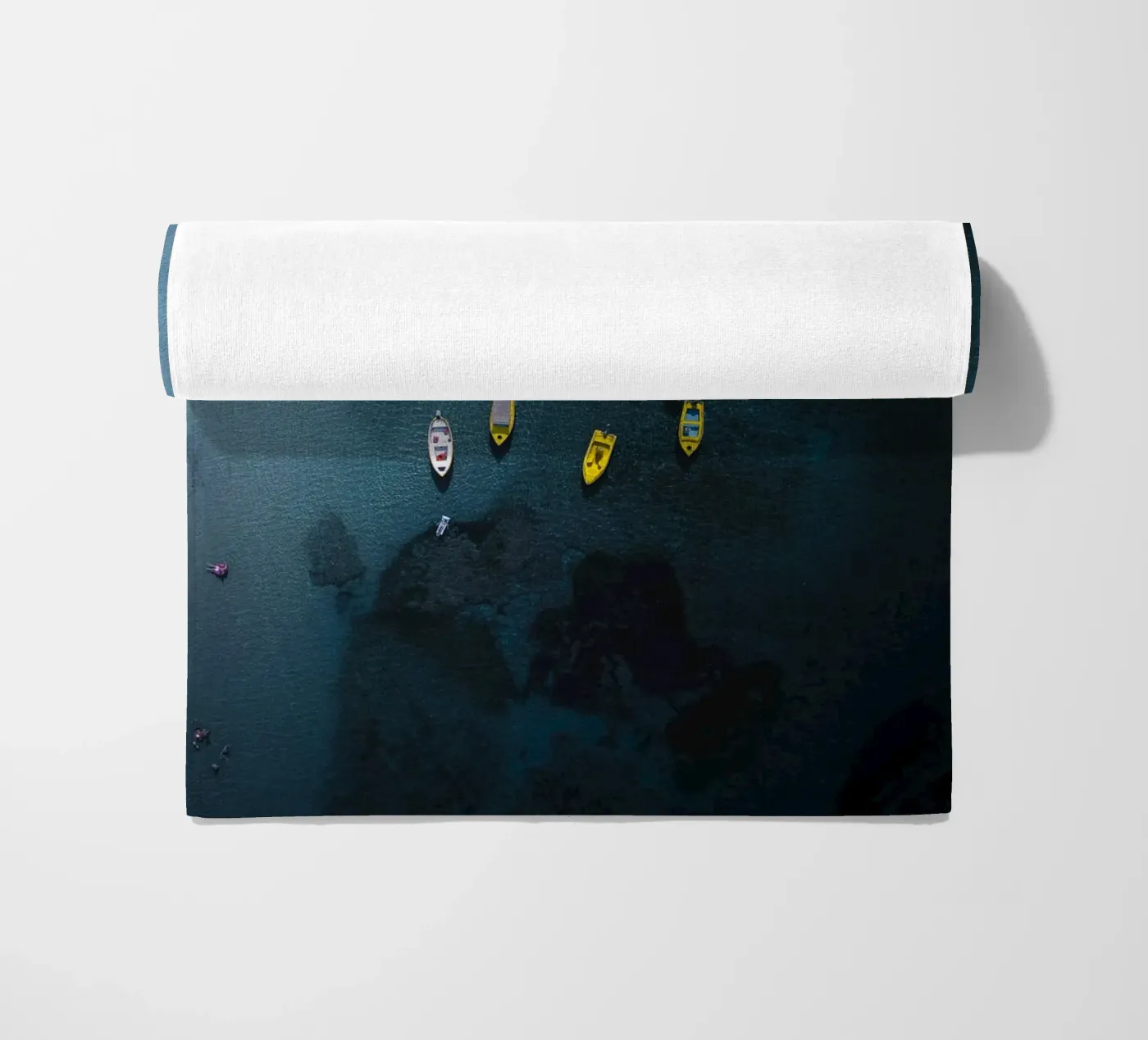 Yellow Pause beach towel by somewhere.soul.escape