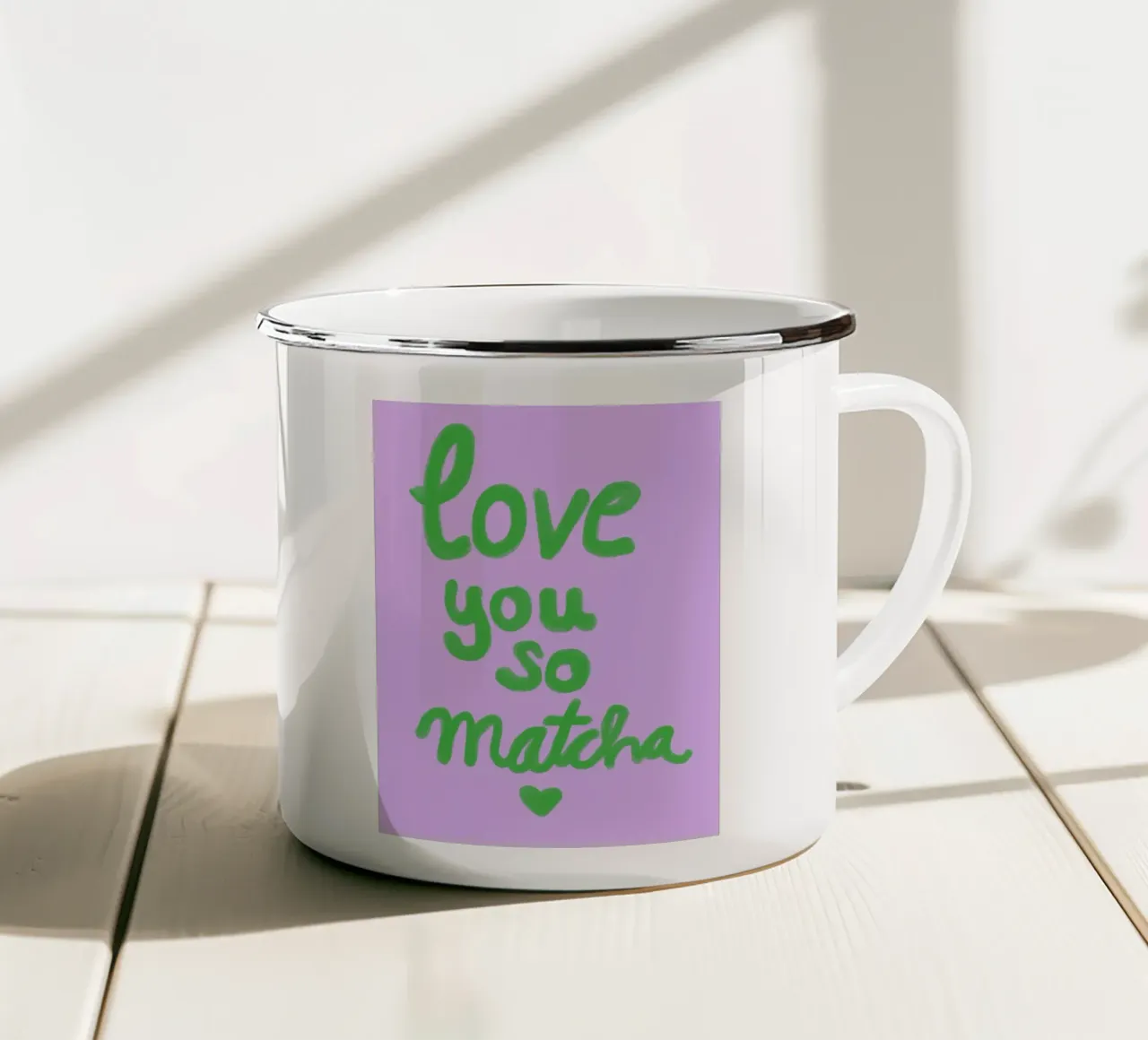 Love you so matcha tazza in smalto da Hej Ibiza by Ute Arnold