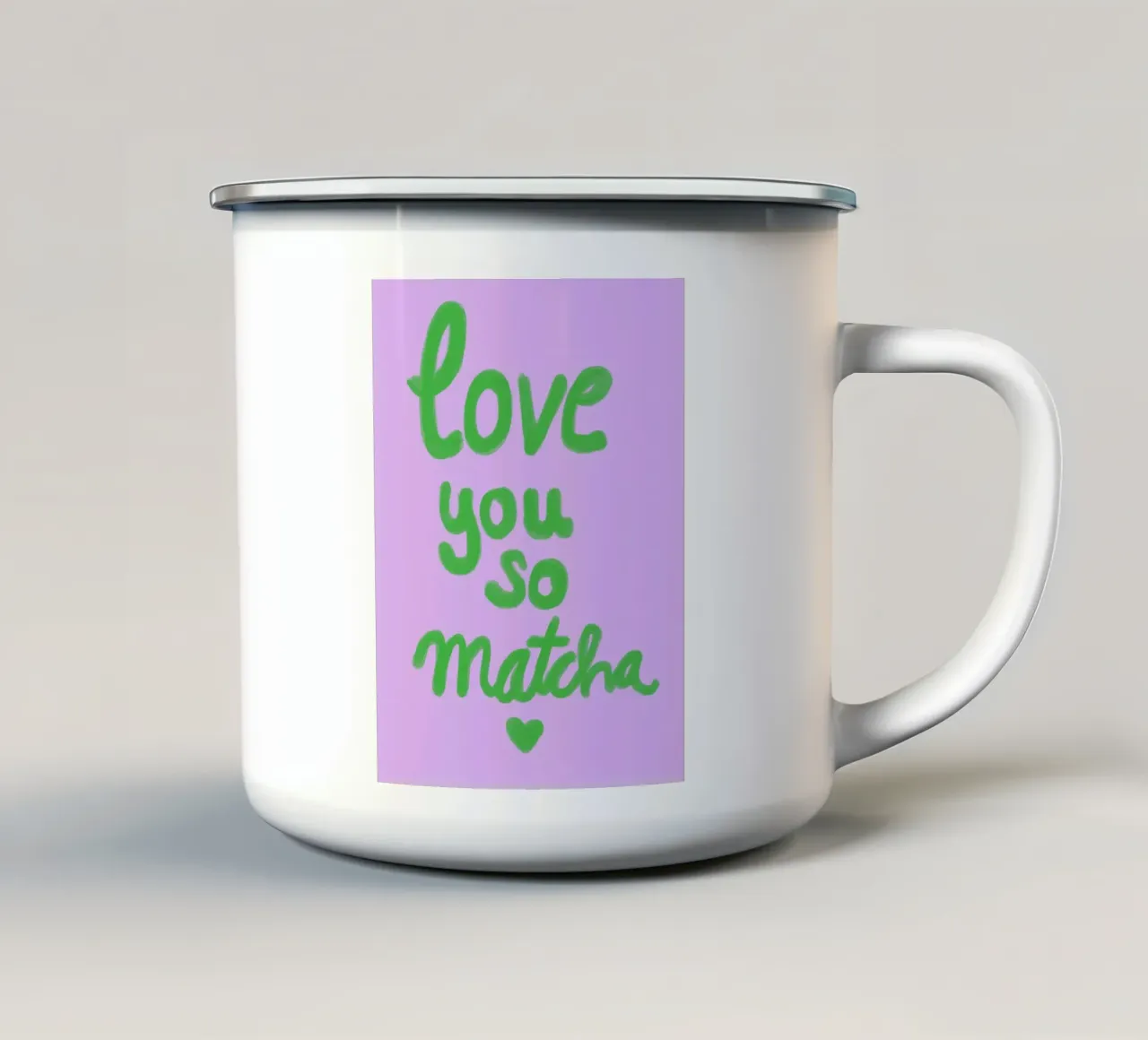 Love you so matcha tazza in smalto da Hej Ibiza by Ute Arnold