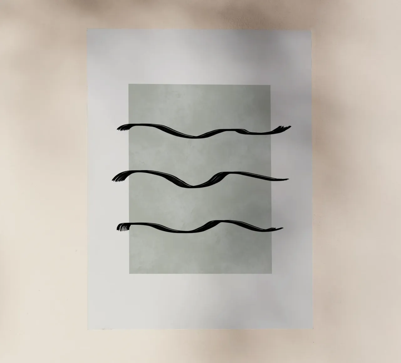 Boho black waves with sage green pellicola backlit da Imaginative