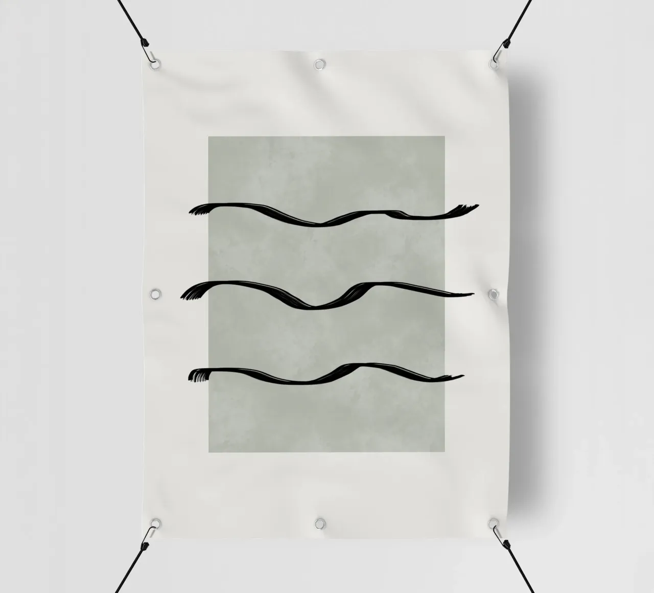 Boho black waves with sage green telo in pvc da Imaginative