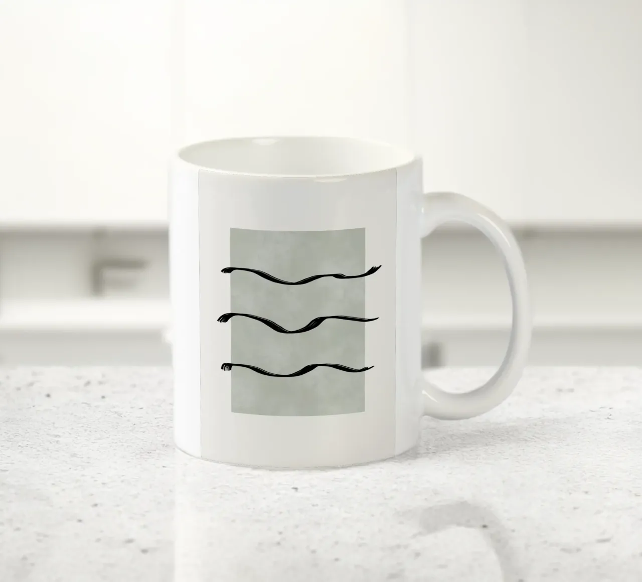 Boho black waves with sage green tazza in ceramica da Imaginative