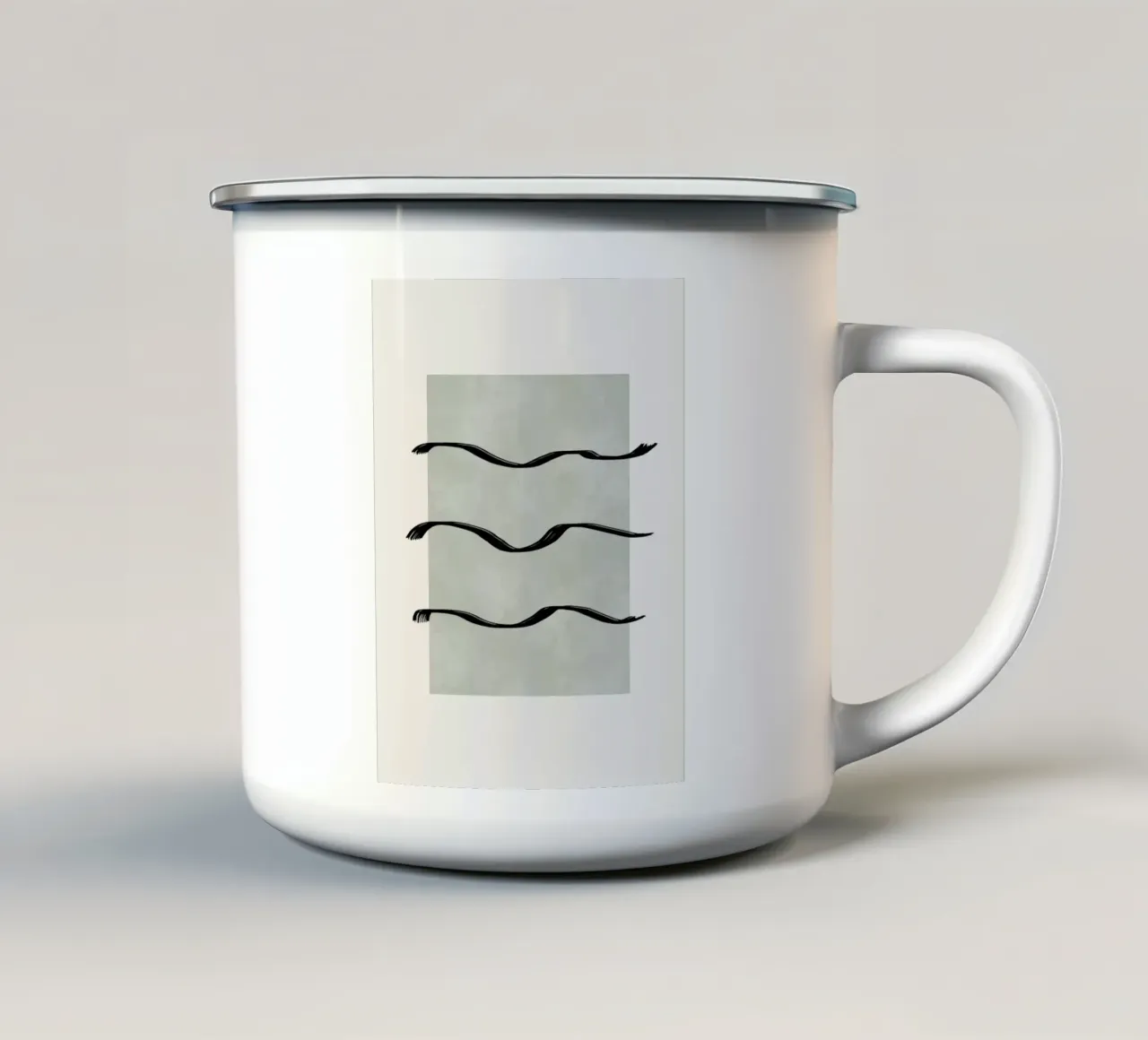 Boho black waves with sage green tazza in smalto da Imaginative