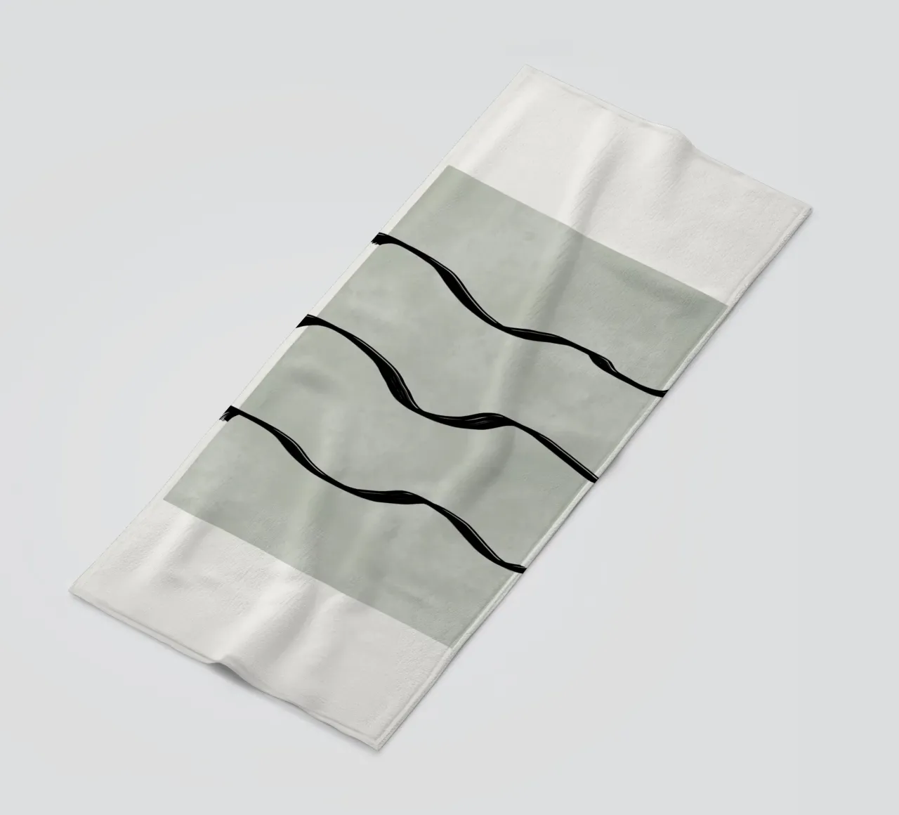 Boho black waves with sage green telo mare da Imaginative