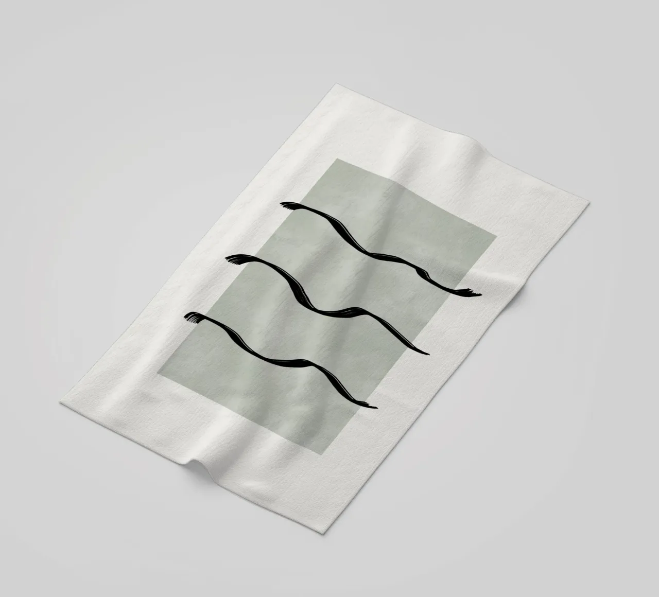 Boho black waves with sage green telo mare da Imaginative