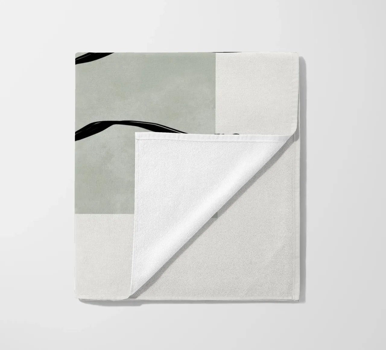 Boho black waves with sage green telo mare da Imaginative