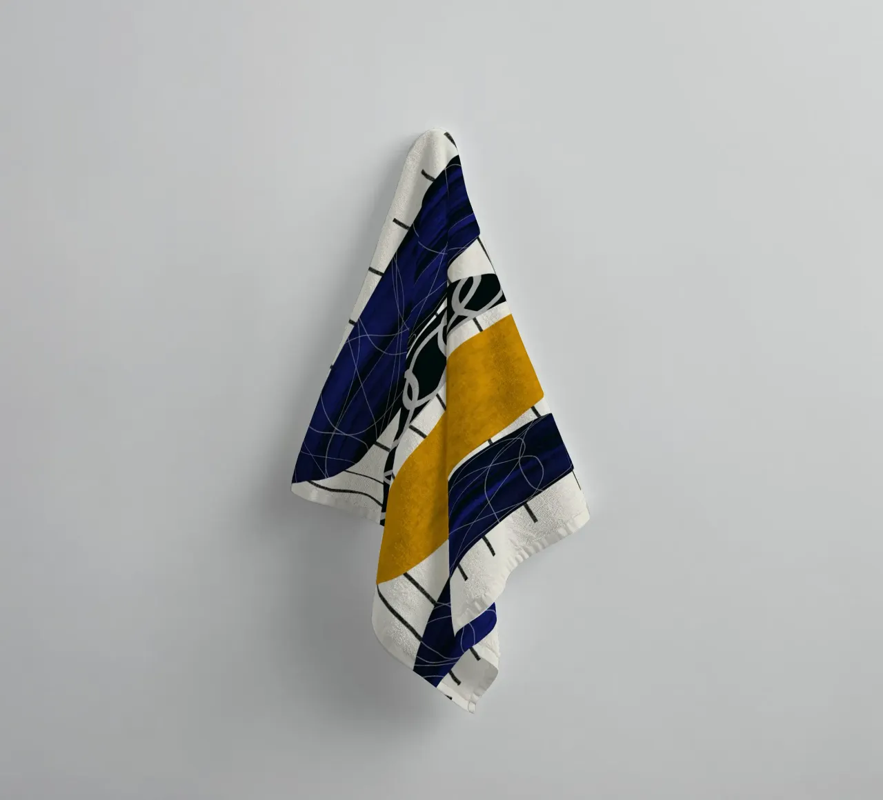 Luxe blauw en grijs nordic art 08 badhanddoek van Little Dean