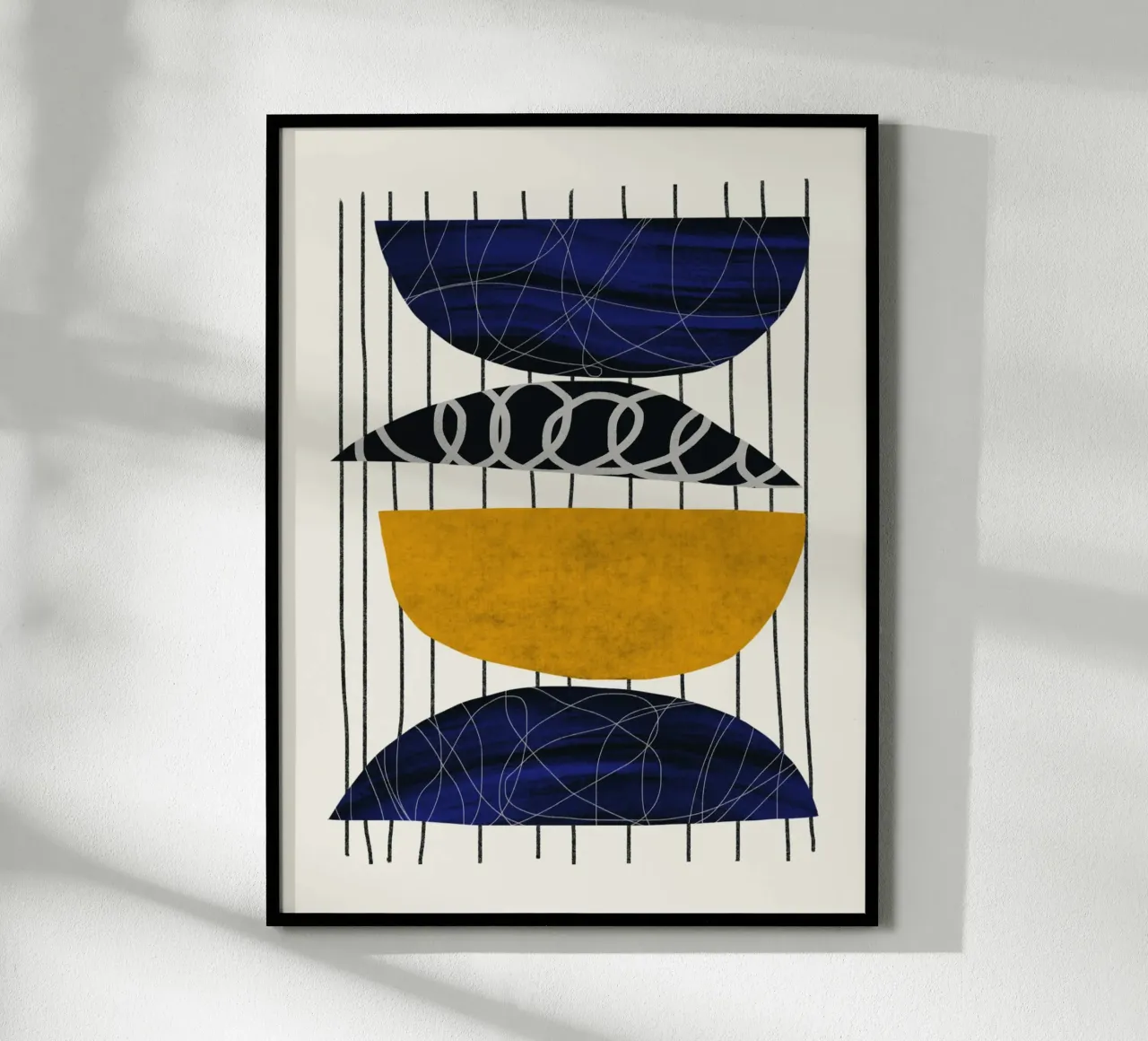 Luxe blauw en grijs nordic art 08 poster van Little Dean
