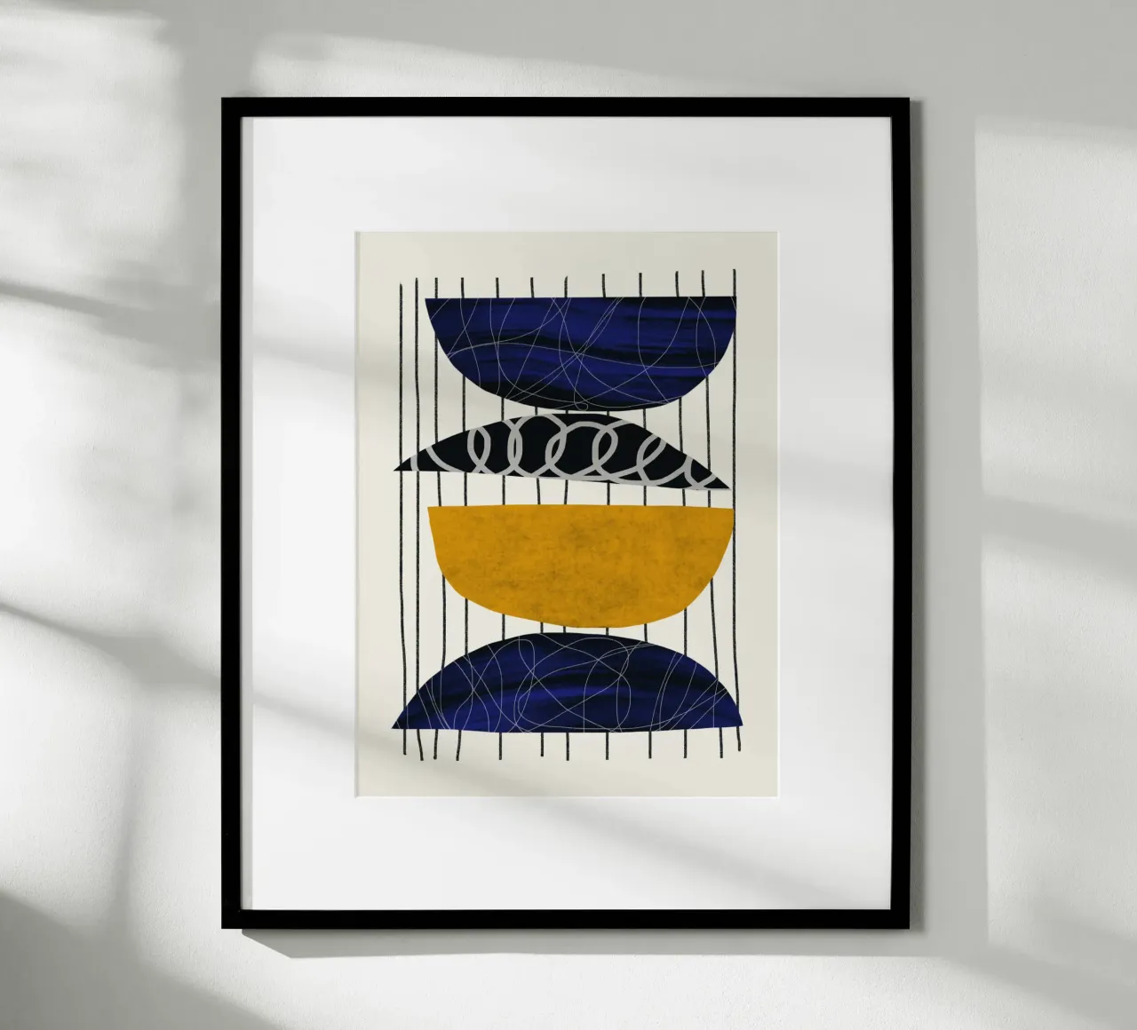 Luxe blauw en grijs nordic art 08 poster van Little Dean