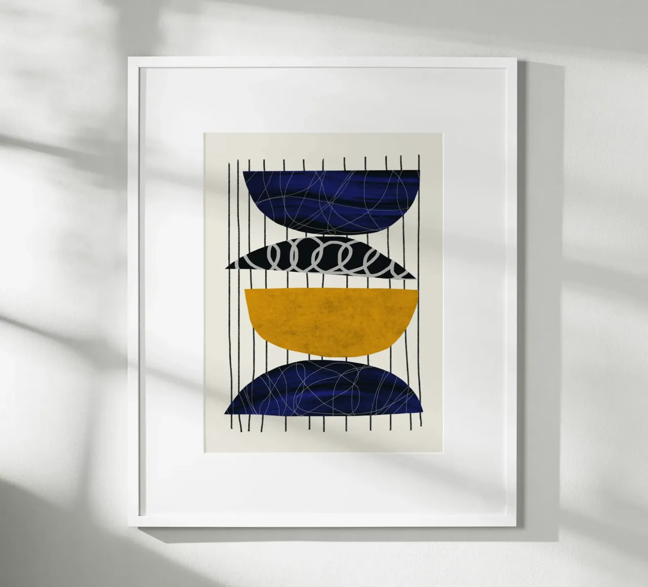 Luxe blauw en grijs nordic art 08 poster van Little Dean
