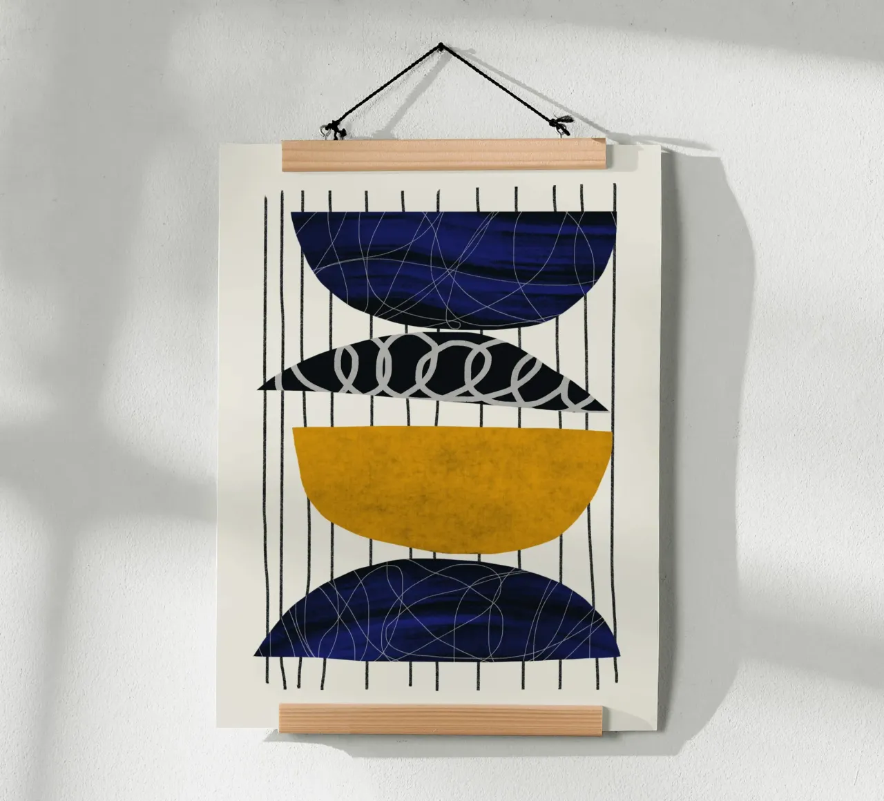 Luxe blauw en grijs nordic art 08 poster van Little Dean