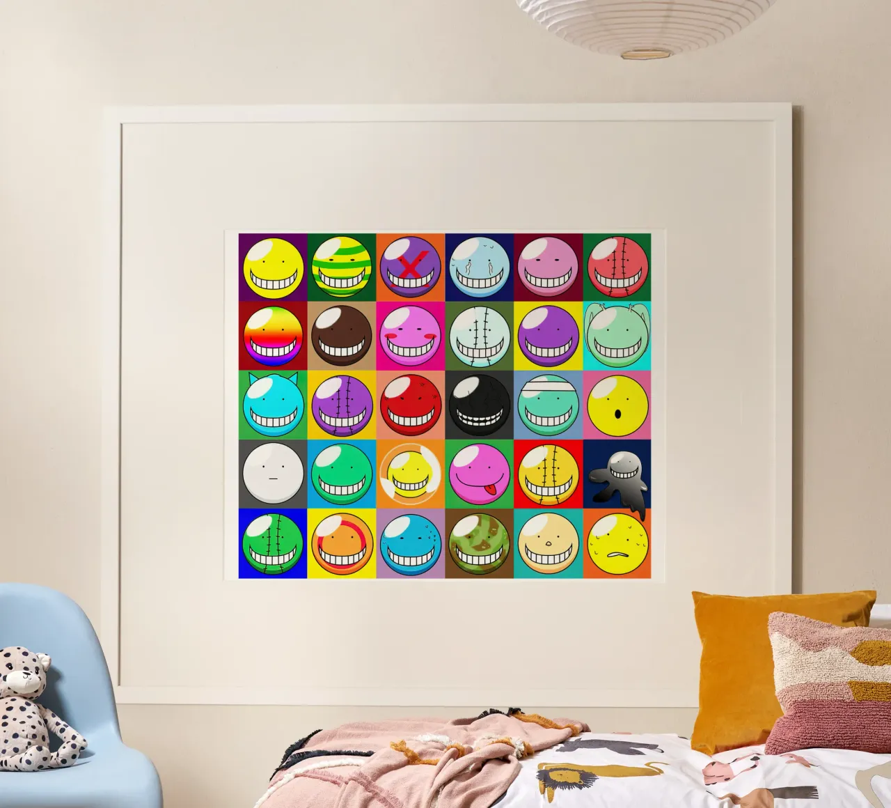 volti di koro sensei poster con telaio in plastica da Green