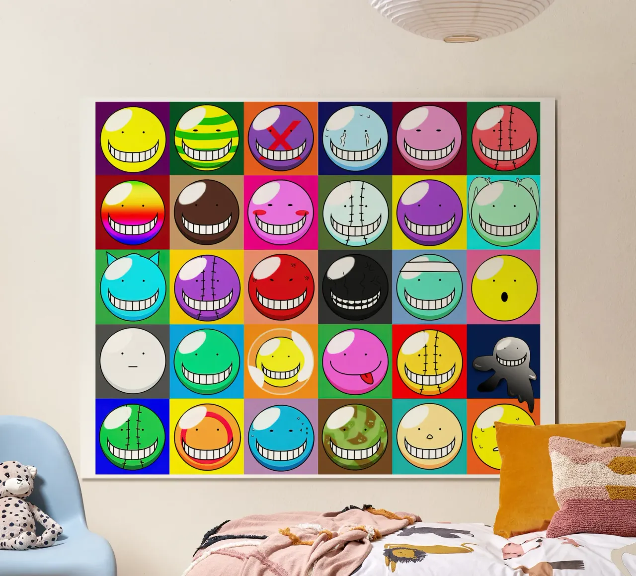 volti di koro sensei poster con telaio in plastica da Green