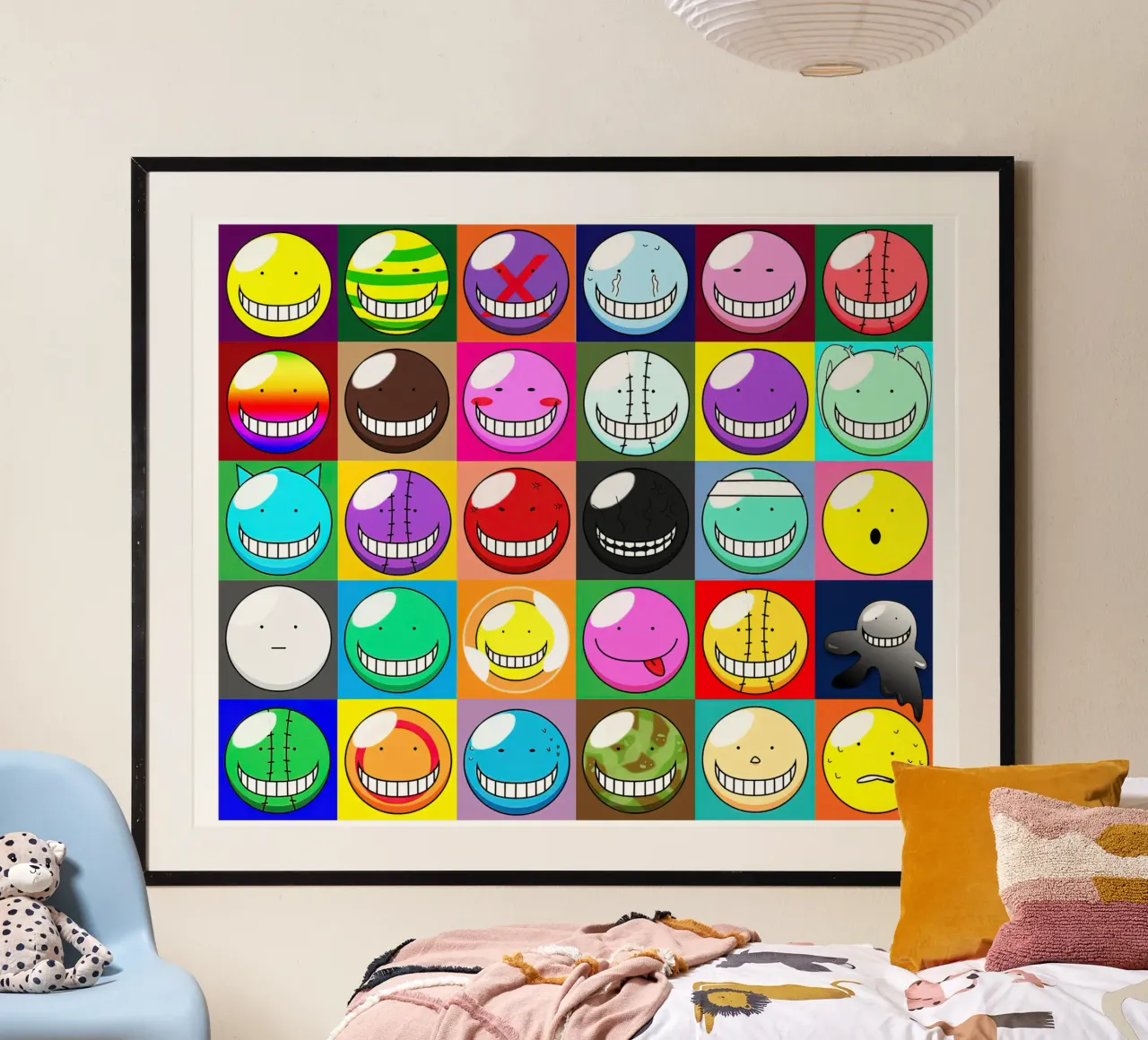 volti di koro sensei poster con telaio in plastica da Green