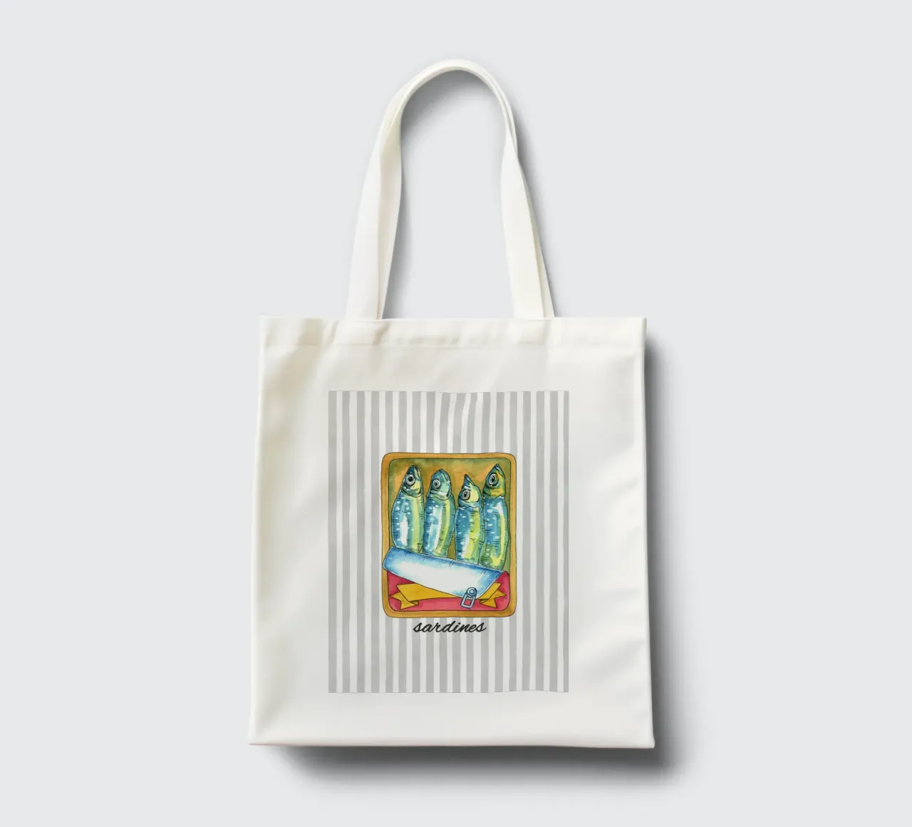 Sardines and Stripes borsa in juta da IamHomeStudio