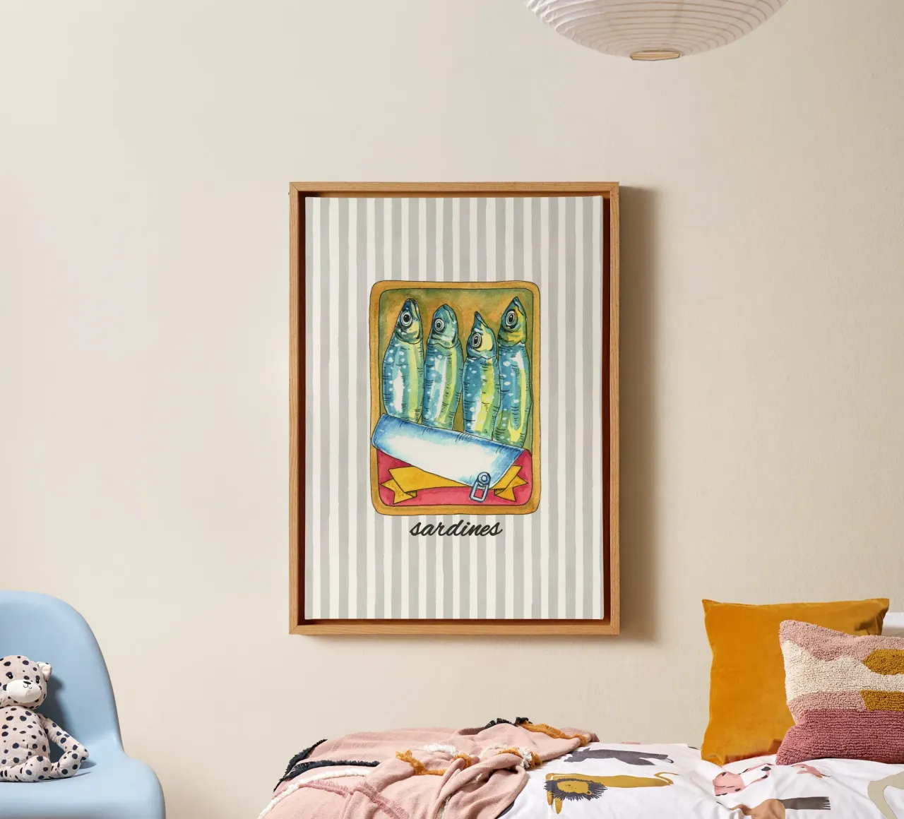Sardines and Stripes canvas by IamHomeStudio