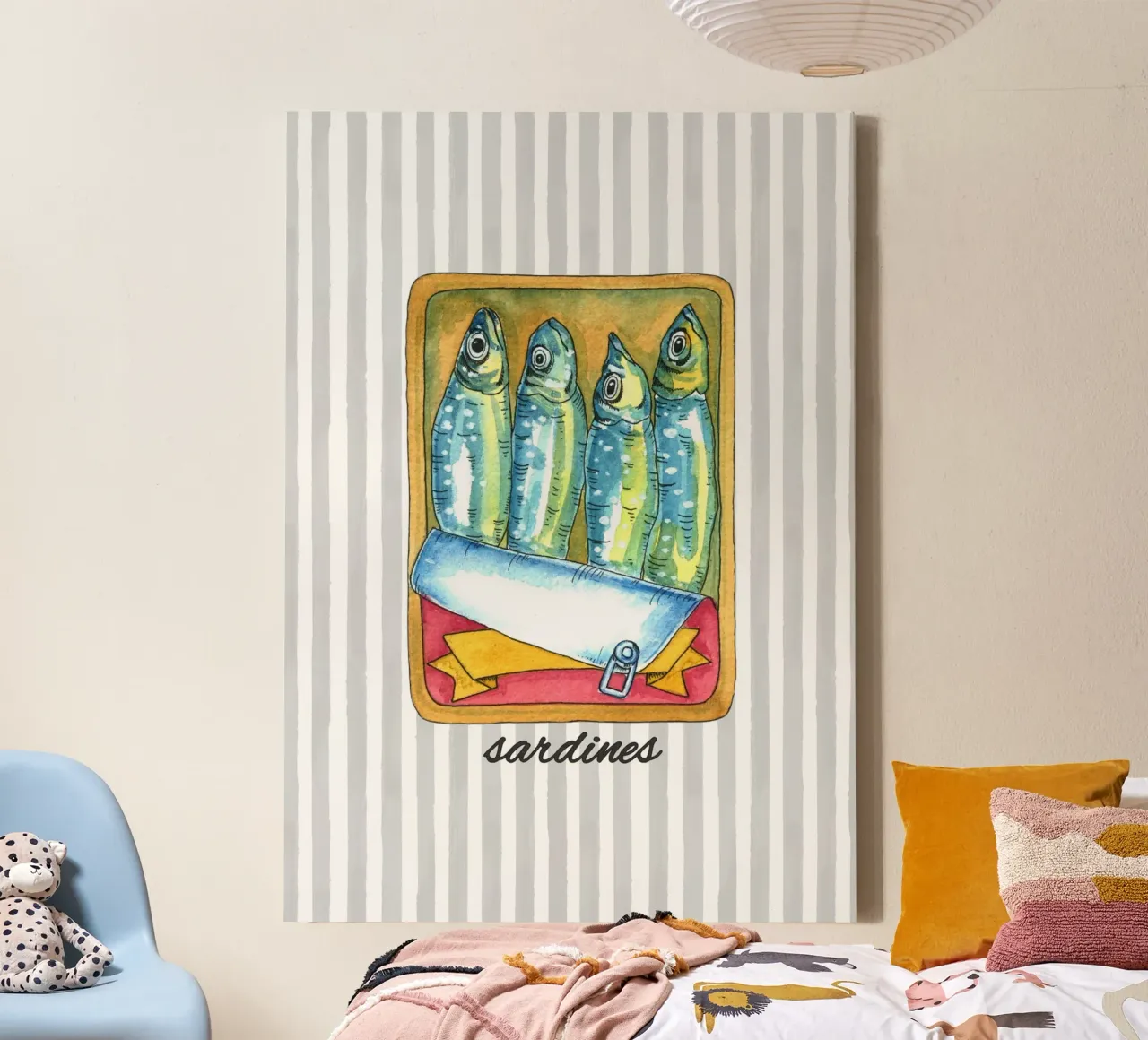 Sardines and Stripes canvas by IamHomeStudio
