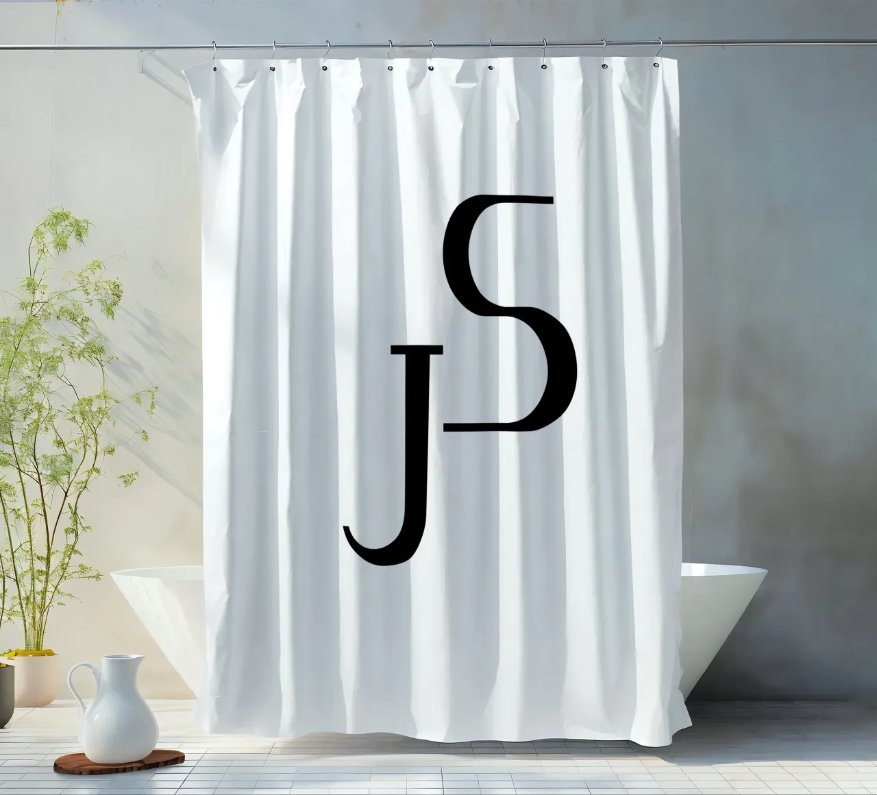 J & S Monogram - Arte e idee regalo personalizzate tenda da doccia da StrindesignStudio